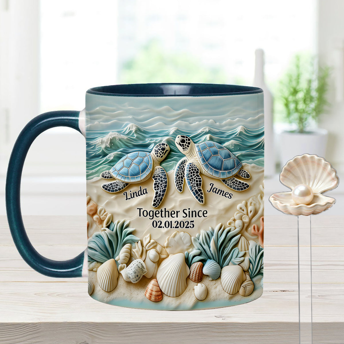 Schildkrötenpaar – Personalisiertes Schildkröten-Set: Akzentbecher mit Acryl-Rührstäbchen