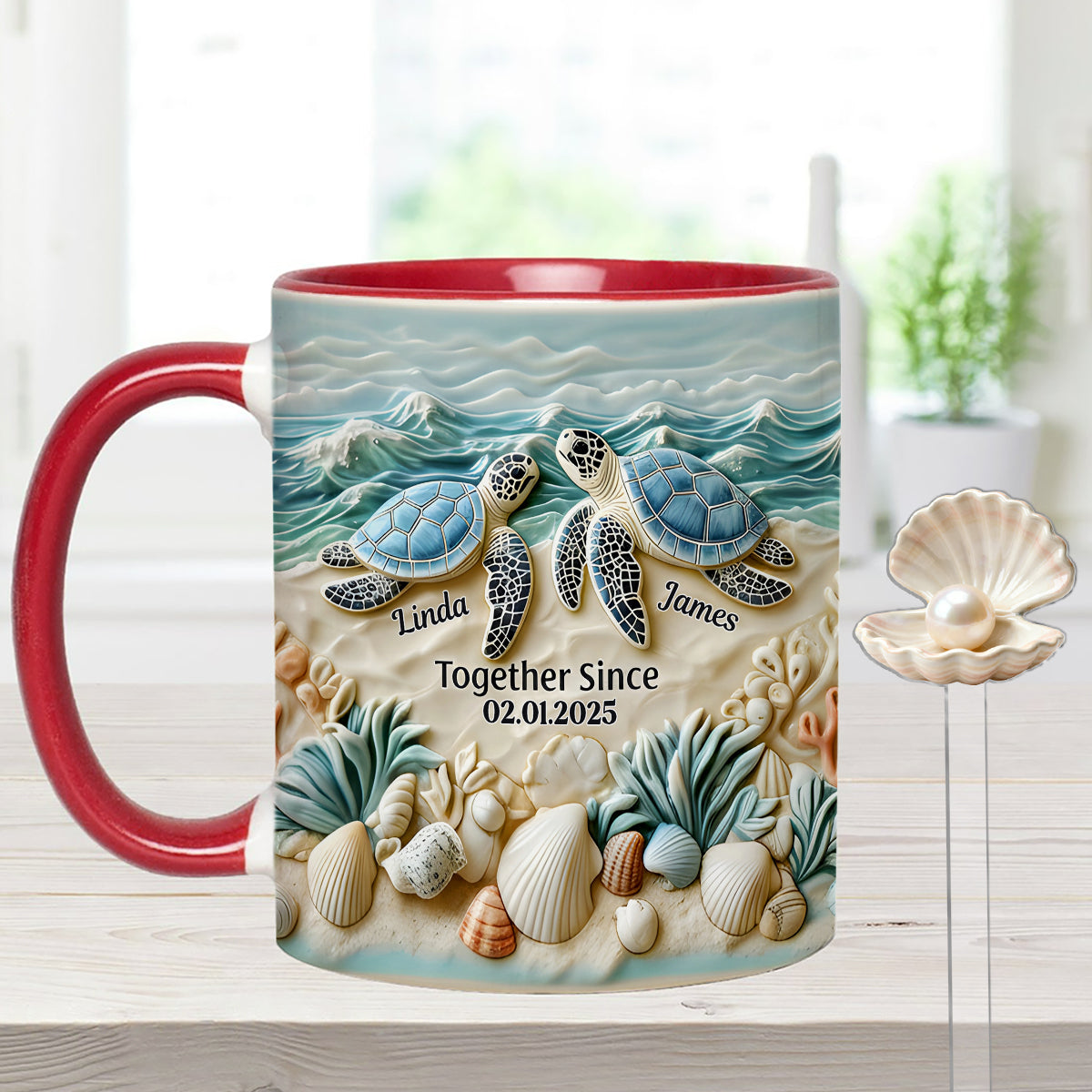 Schildkrötenpaar – Personalisiertes Schildkröten-Set: Akzentbecher mit Acryl-Rührstäbchen