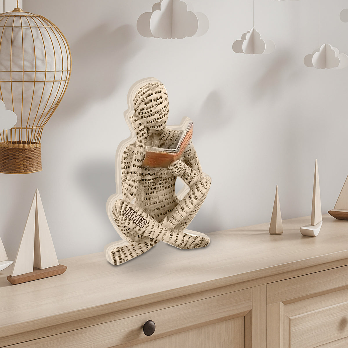 Ich möchte nur - Personalisierte Buch-Holzplakette in individueller Form