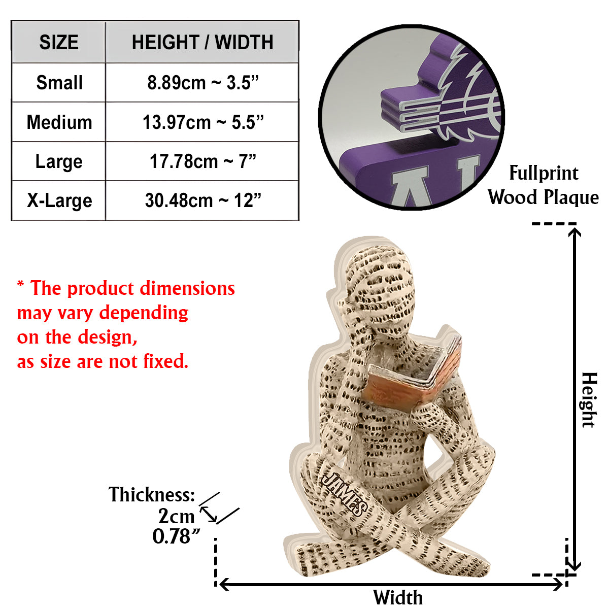 Ich möchte nur - Personalisierte Buch-Holzplakette in individueller Form