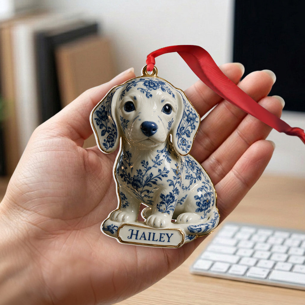 Toile De Jouy Dog - Personalized Dog Premium 3D Ornament
