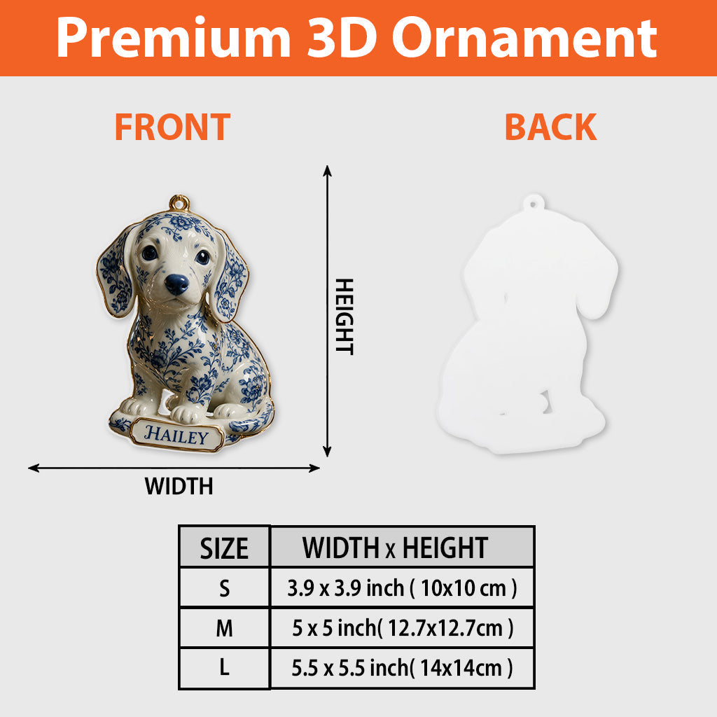 Toile De Jouy Dog - Personalized Dog Premium 3D Ornament