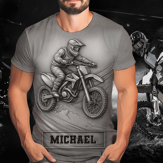 Metalic Dirt Bike/ Motocross - Personalized Dirt Bike All Over Shirt
