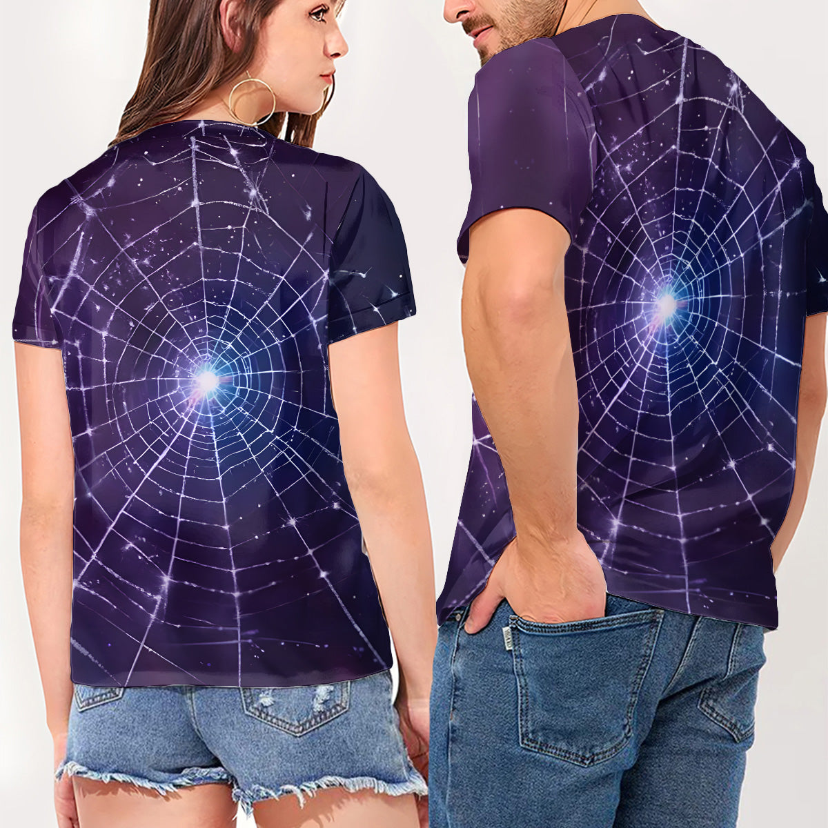 Beautiful Witch Hat In Spider Web - Personalized Witch Fully Printed V-Neck T-Shirt