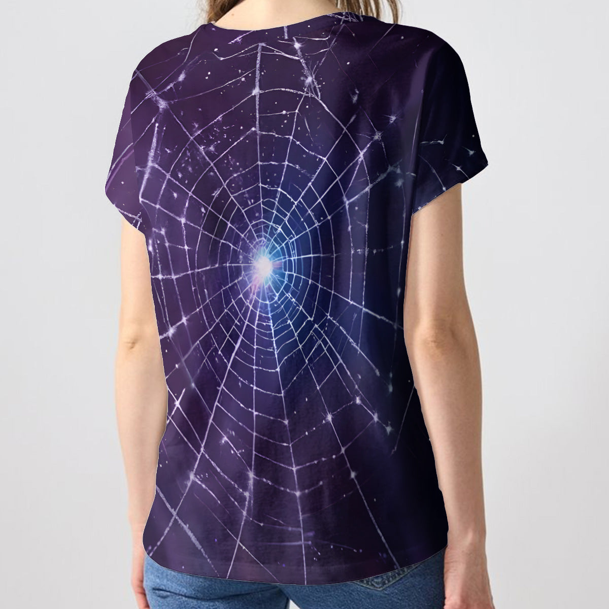 Beautiful Witch Hat In Spider Web - Personalized Witch Fully Printed V-Neck T-Shirt