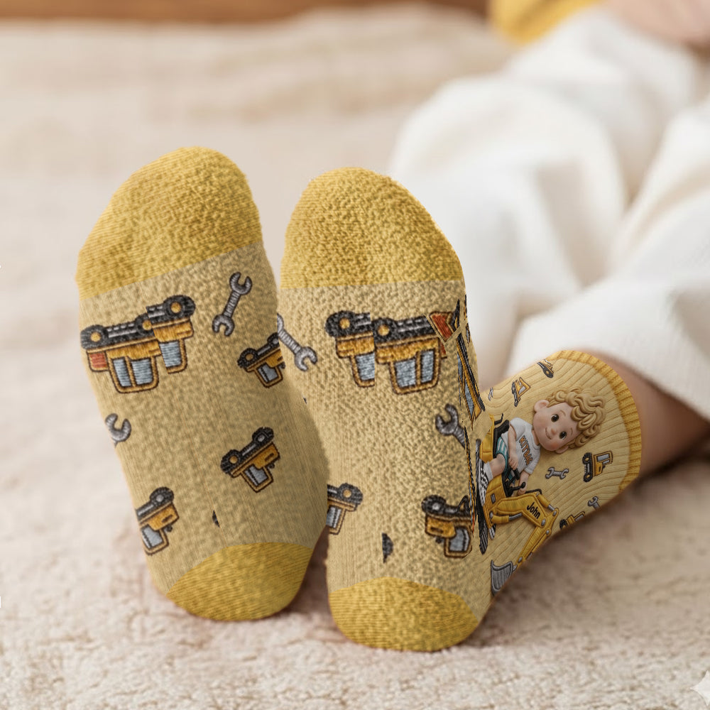 Custom Any Photo, Construction Machines - Personalized Kid Socks