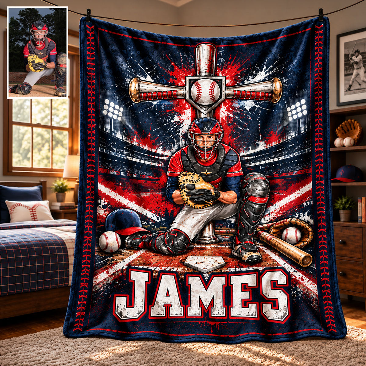 Gott lieben, Baseball spielen - Personalisierte Baseball-Decke