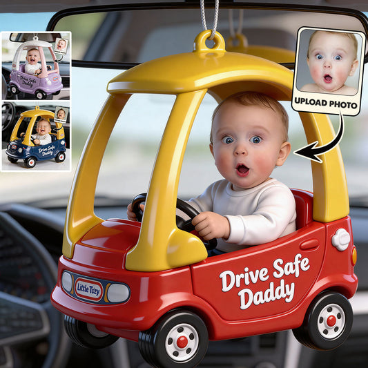 Drive Safe Daddy - Personalized Father Transparent Car Ornament