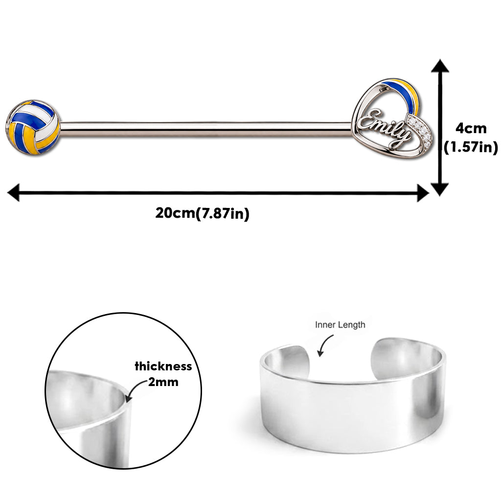 Love Volleyball - Personalized Volleyball Bracelet & Ring Set