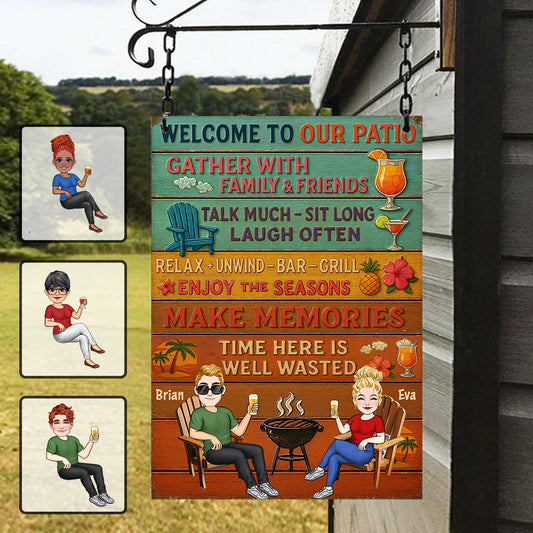 Welcome To Our Patio - Personalized Backyard Rectangle Metal Sign