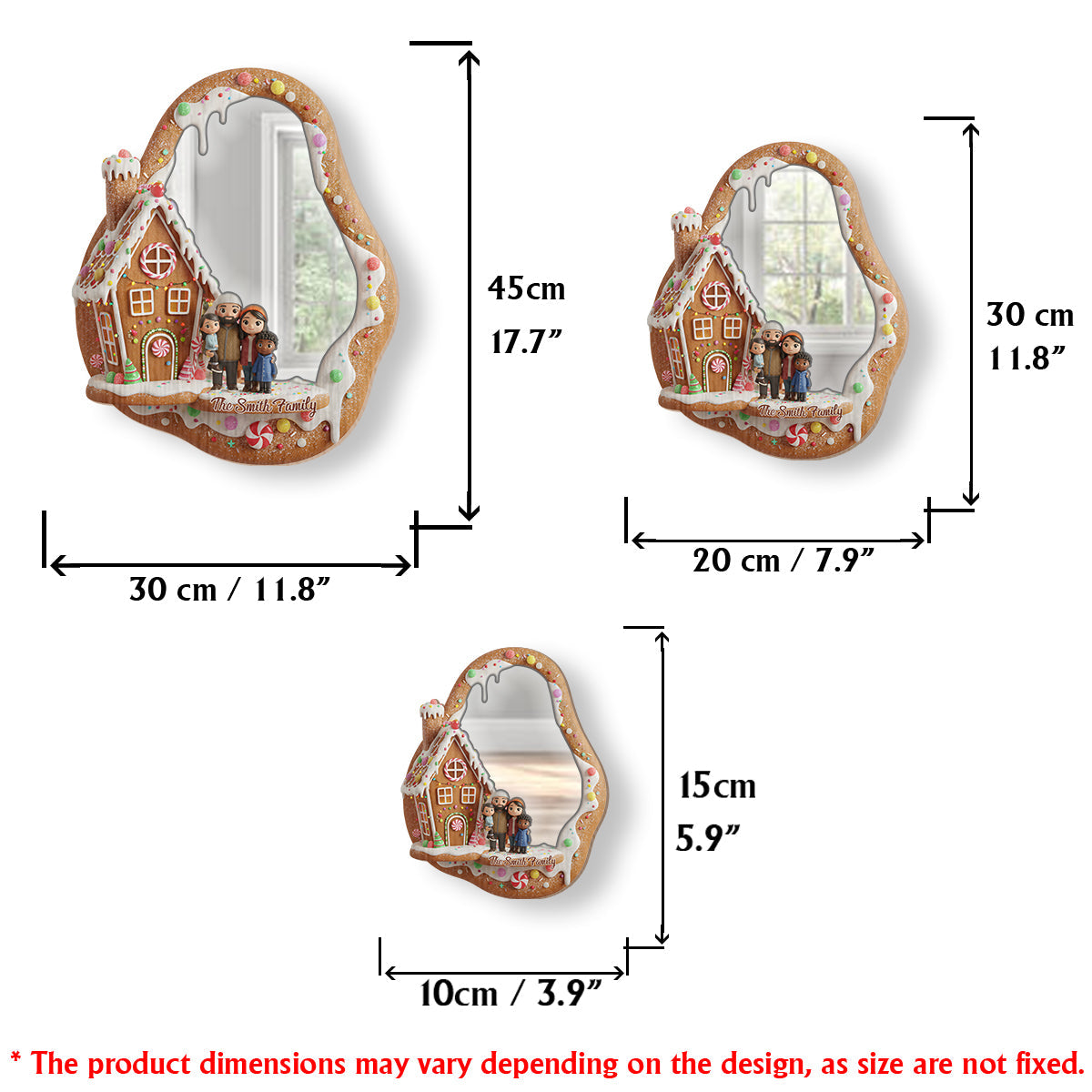 Fröhliche Lebkuchenweihnachten – Personalisierter Familien-Wandspiegel