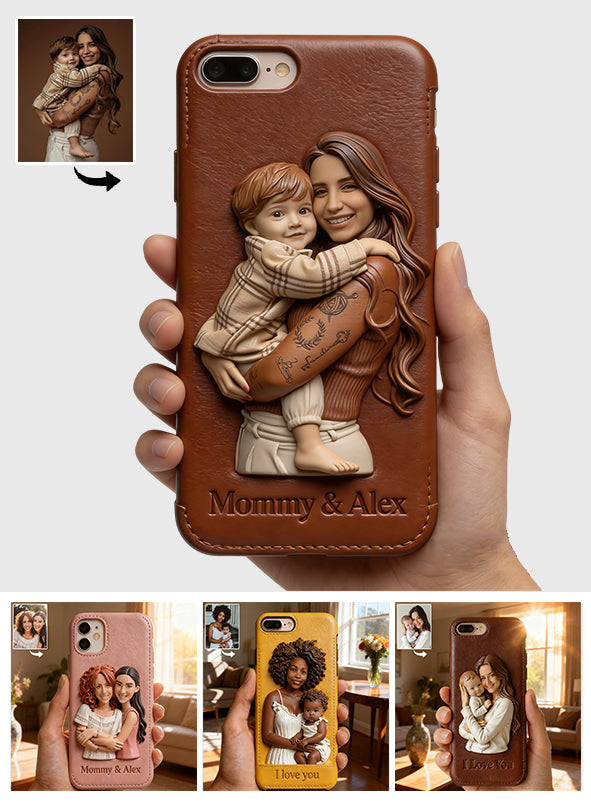 Personalisierte Handyhülle aus Leder mit Foto – Geschenkidee für Mama, Oma