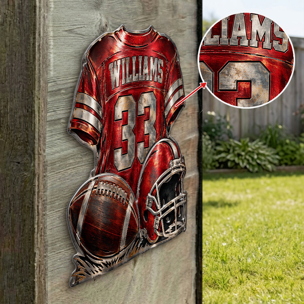 Love Football - Personalized Football 3D Printed Cut Metal Sign
