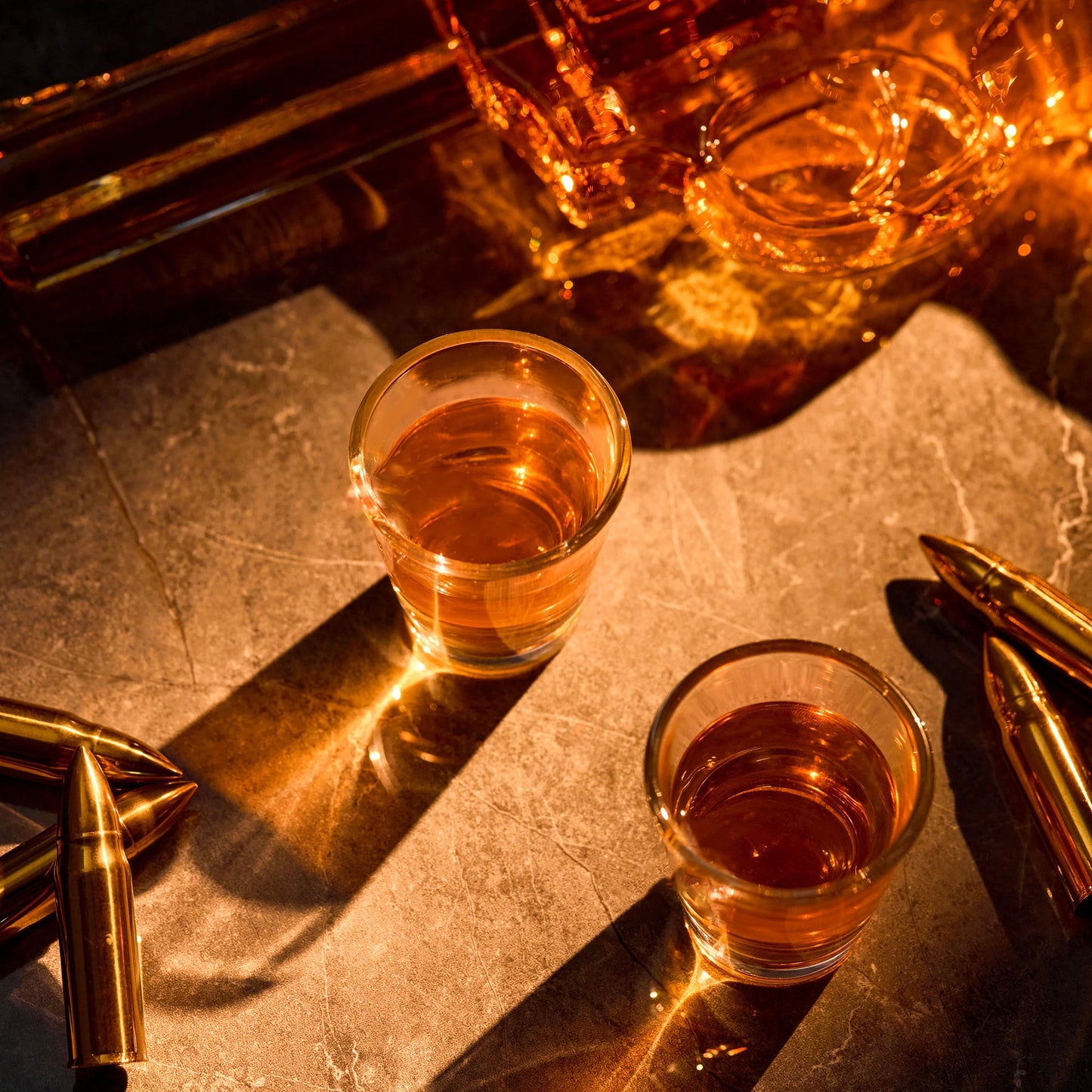 Gun Whiskey Decanter Set with Two Shot Glasses