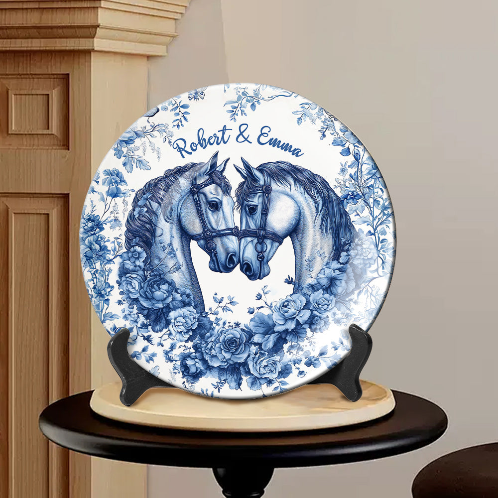 God Blessed The Broken Road That Led Me Straight To You - Personalized Horse Ceramic Round Plate