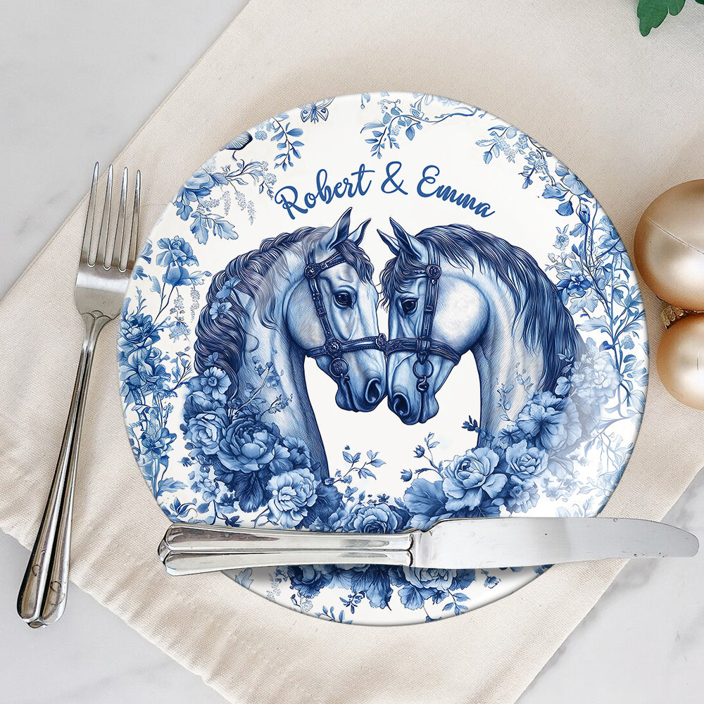 God Blessed The Broken Road That Led Me Straight To You - Personalized Horse Ceramic Round Plate