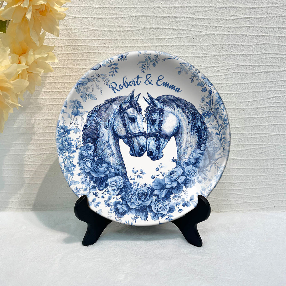 God Blessed The Broken Road That Led Me Straight To You - Personalized Horse Ceramic Round Plate