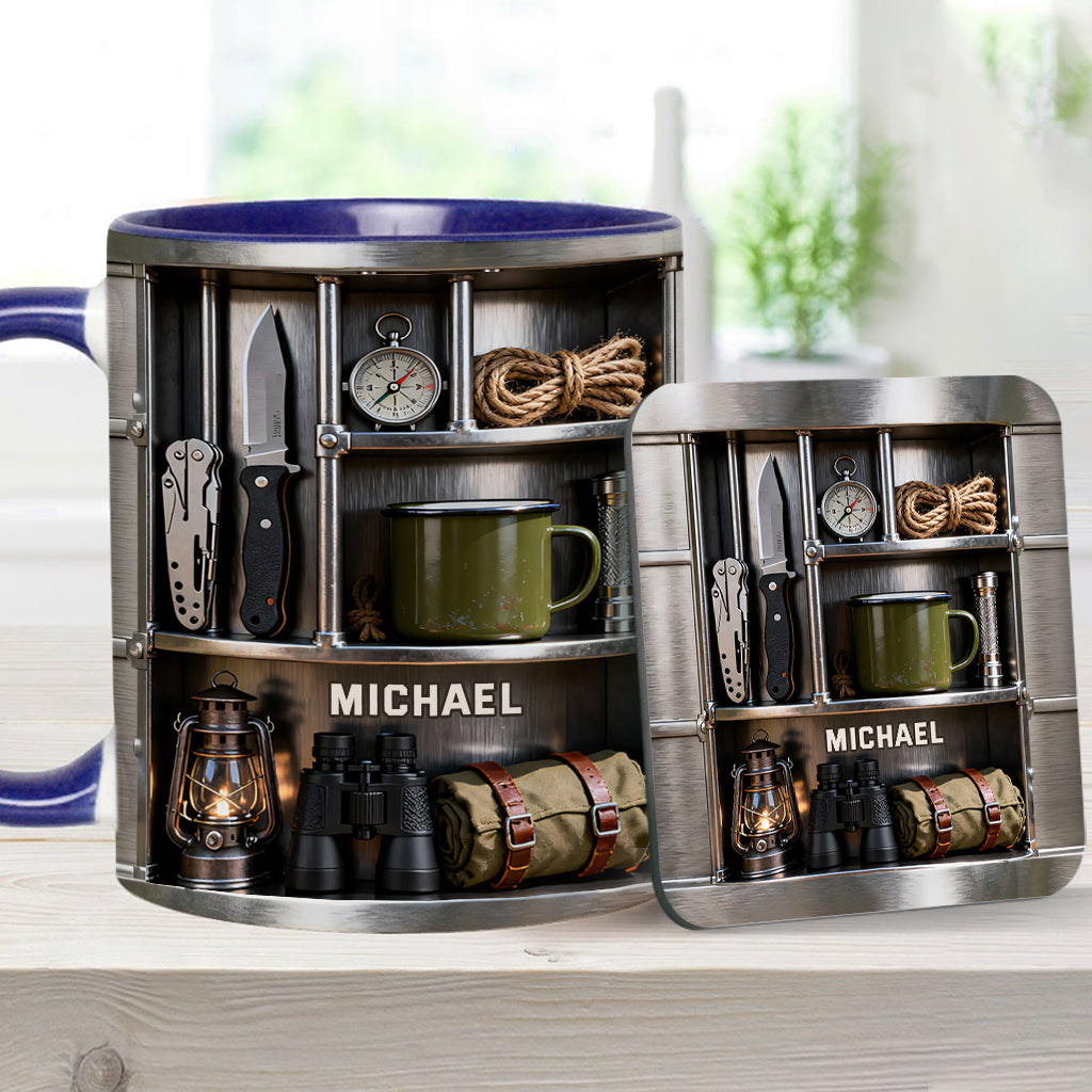 Camping-Liebe – Personalisierte Camping-Tasse & Untersetzer