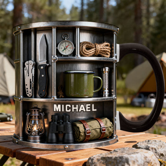 Camping-Liebe – Personalisierte Camping-Tasse & Untersetzer