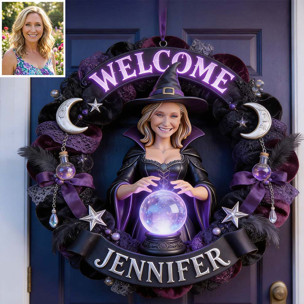 Any Photo Welcome Witches - Personalized Witch Custom Shaped Wood Sign