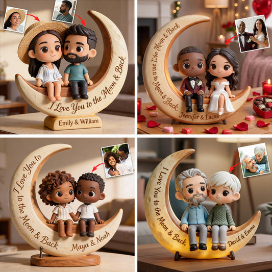 Ich liebe dich bis zum Mond und zurück – Personalisierte Acrylplakette in individueller Form für Paare