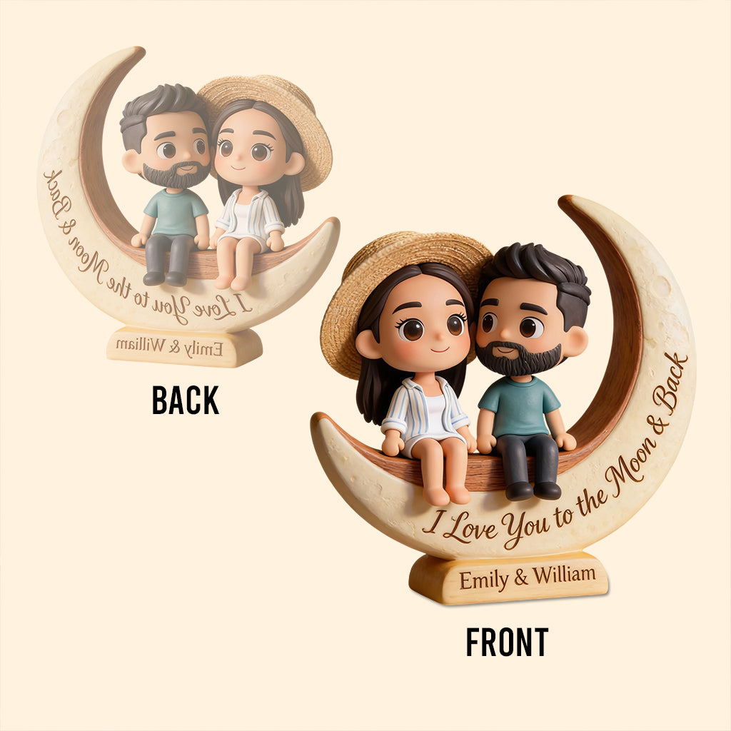 Ich liebe dich bis zum Mond und zurück – Personalisierte Acrylplakette in individueller Form für Paare