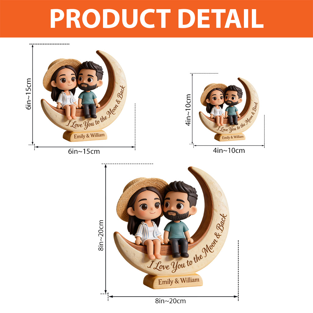 Ich liebe dich bis zum Mond und zurück – Personalisierte Acrylplakette in individueller Form für Paare