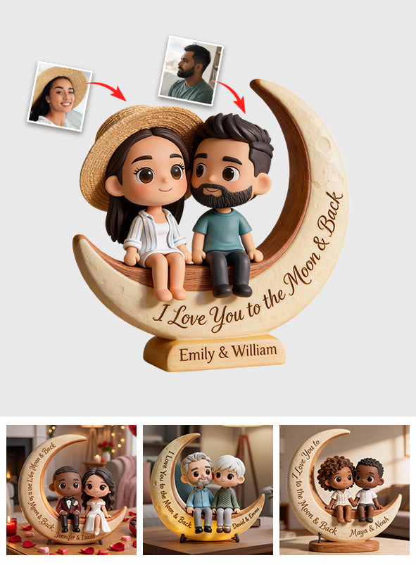 Ich liebe dich bis zum Mond und zurück – Personalisierte Acrylplakette in individueller Form für Paare