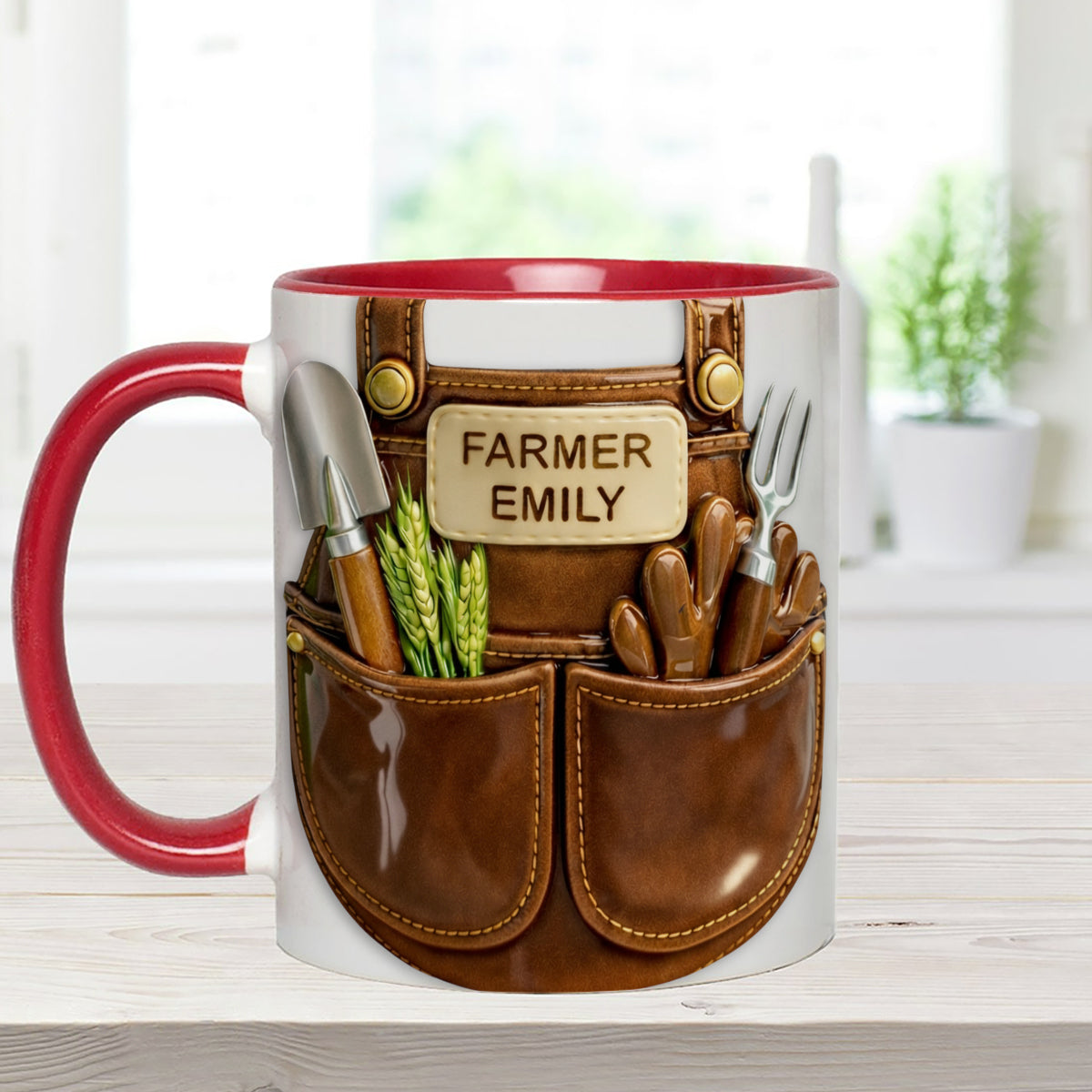 Farmer Gift Idea, Farm Decor - Personalized Farmer Set Accent Mug with Acrylic Stirrers