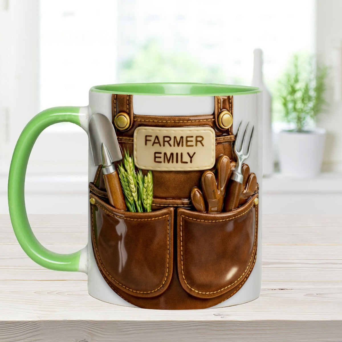 Farmer Gift Idea, Farm Decor - Personalized Farmer Set Accent Mug with Acrylic Stirrers