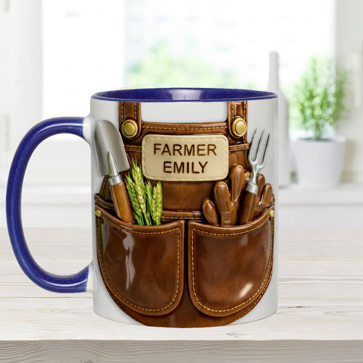 Farmer Gift Idea, Farm Decor - Personalized Farmer Set Accent Mug with Acrylic Stirrers