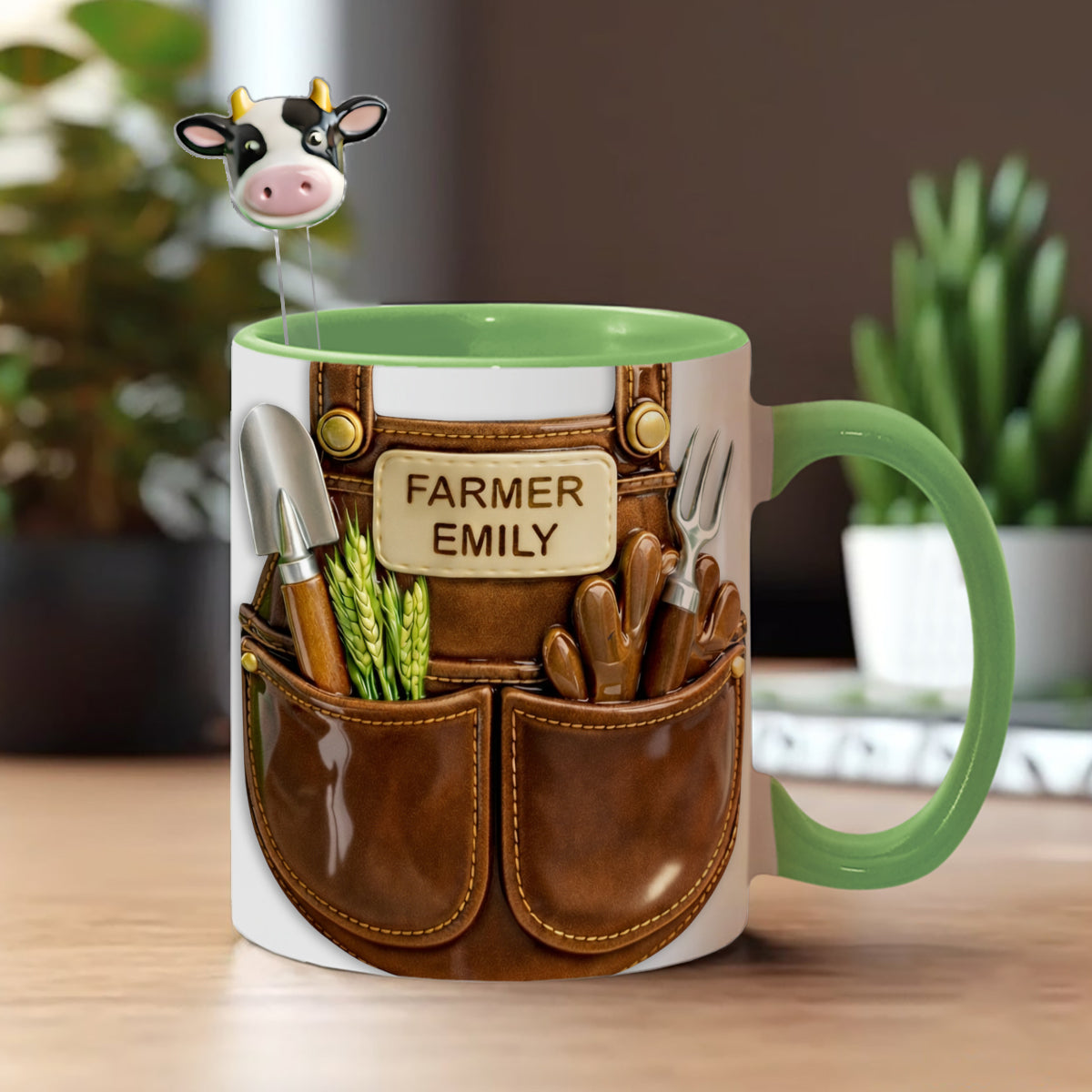 Farmer Gift Idea, Farm Decor - Personalized Farmer Set Accent Mug with Acrylic Stirrers