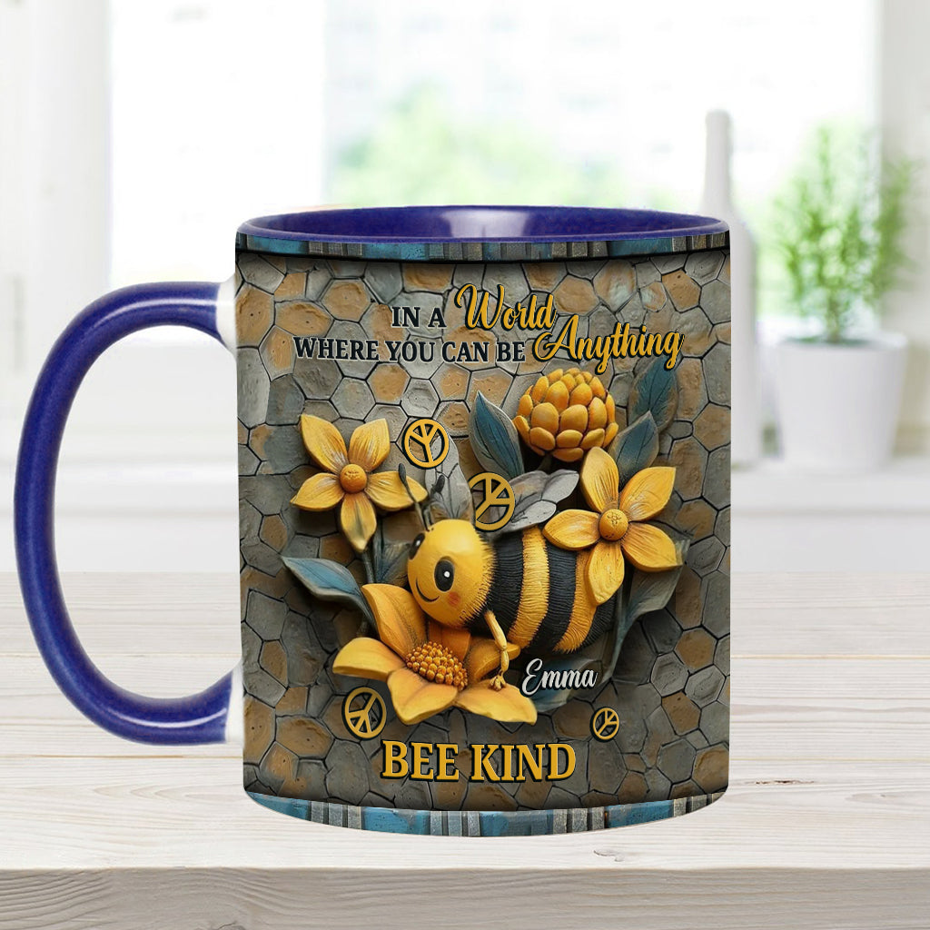 In A World Where You Can Be Anything Be Kind - Personalized Hippie Accent Mug