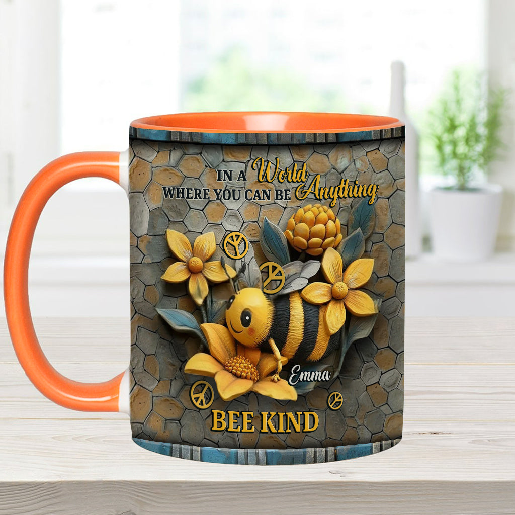 In A World Where You Can Be Anything Be Kind - Personalized Hippie Accent Mug