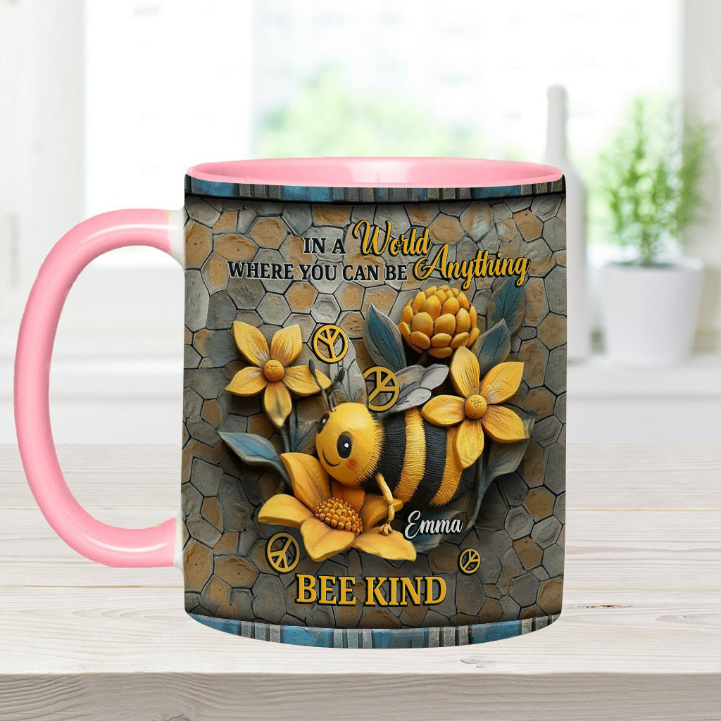 In A World Where You Can Be Anything Be Kind - Personalized Hippie Accent Mug