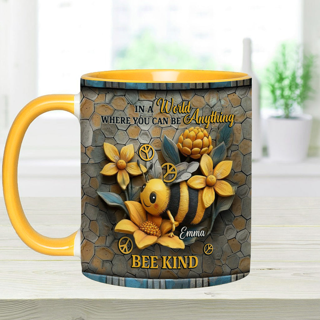 In A World Where You Can Be Anything Be Kind - Personalized Hippie Accent Mug