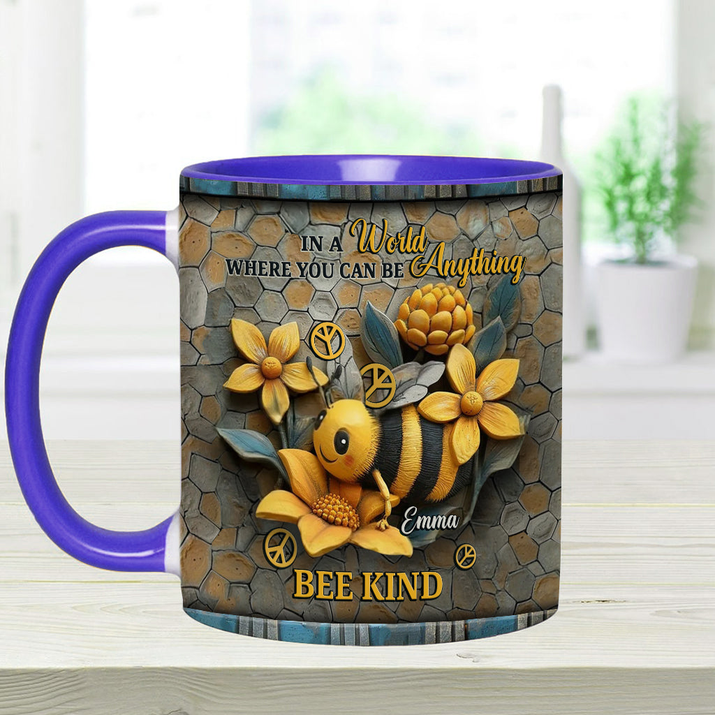 In A World Where You Can Be Anything Be Kind - Personalized Hippie Accent Mug