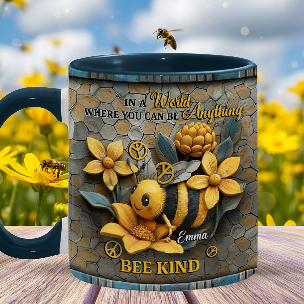 In A World Where You Can Be Anything Be Kind - Personalized Hippie Accent Mug