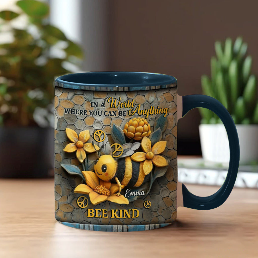 In A World Where You Can Be Anything Be Kind - Personalized Hippie Accent Mug