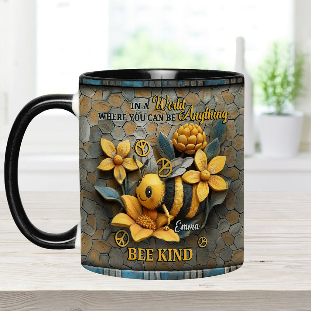 In A World Where You Can Be Anything Be Kind - Personalized Hippie Accent Mug