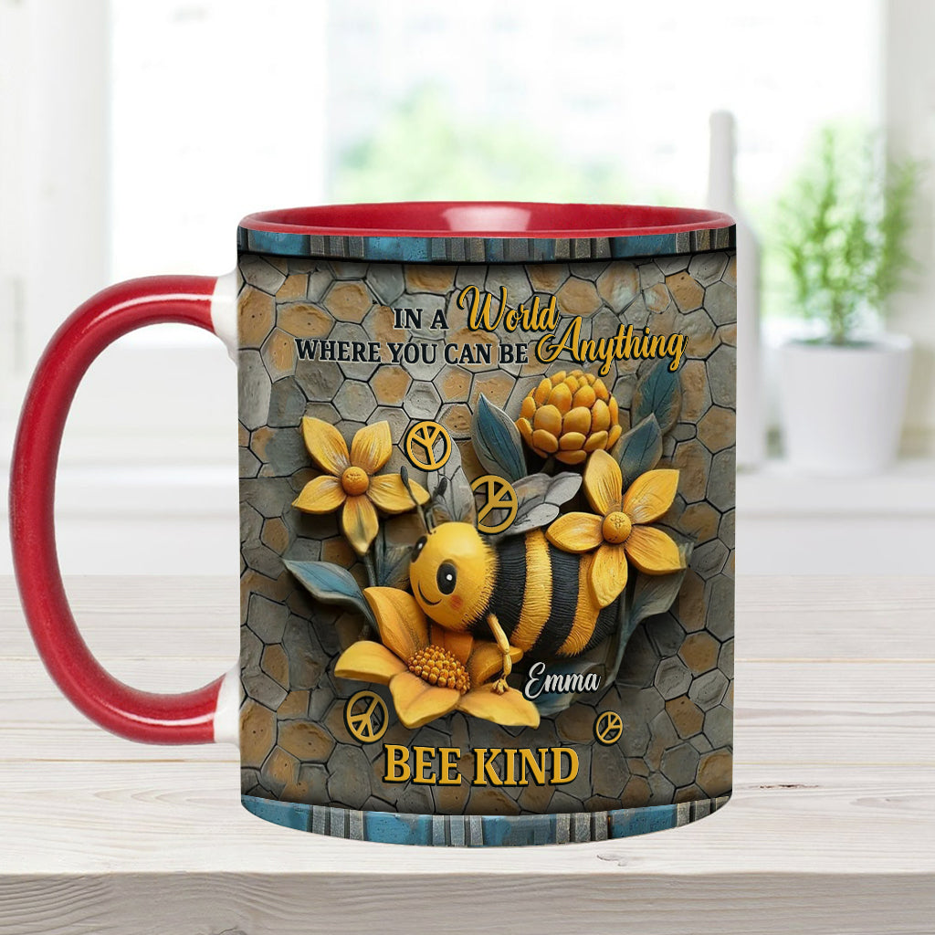 In A World Where You Can Be Anything Be Kind - Personalized Hippie Accent Mug
