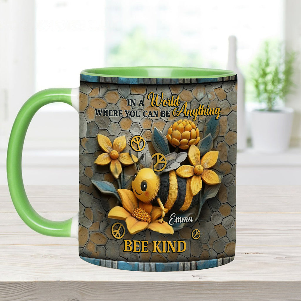 In A World Where You Can Be Anything Be Kind - Personalized Hippie Accent Mug