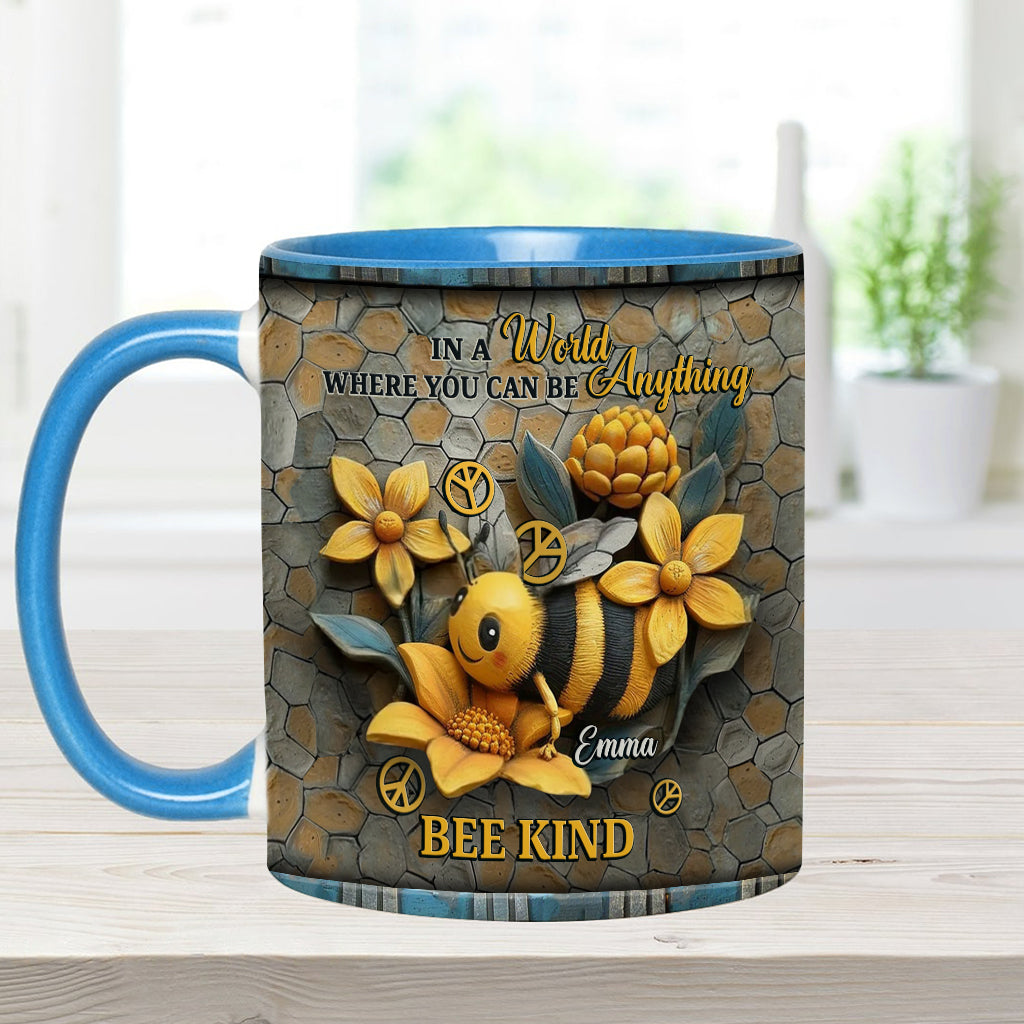 In A World Where You Can Be Anything Be Kind - Personalized Hippie Accent Mug