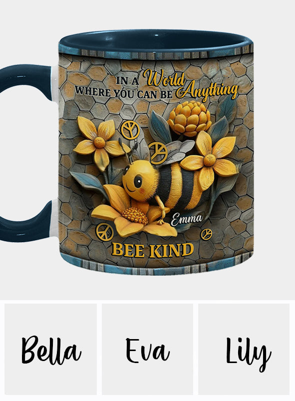 In A World Where You Can Be Anything Be Kind - Personalized Hippie Accent Mug
