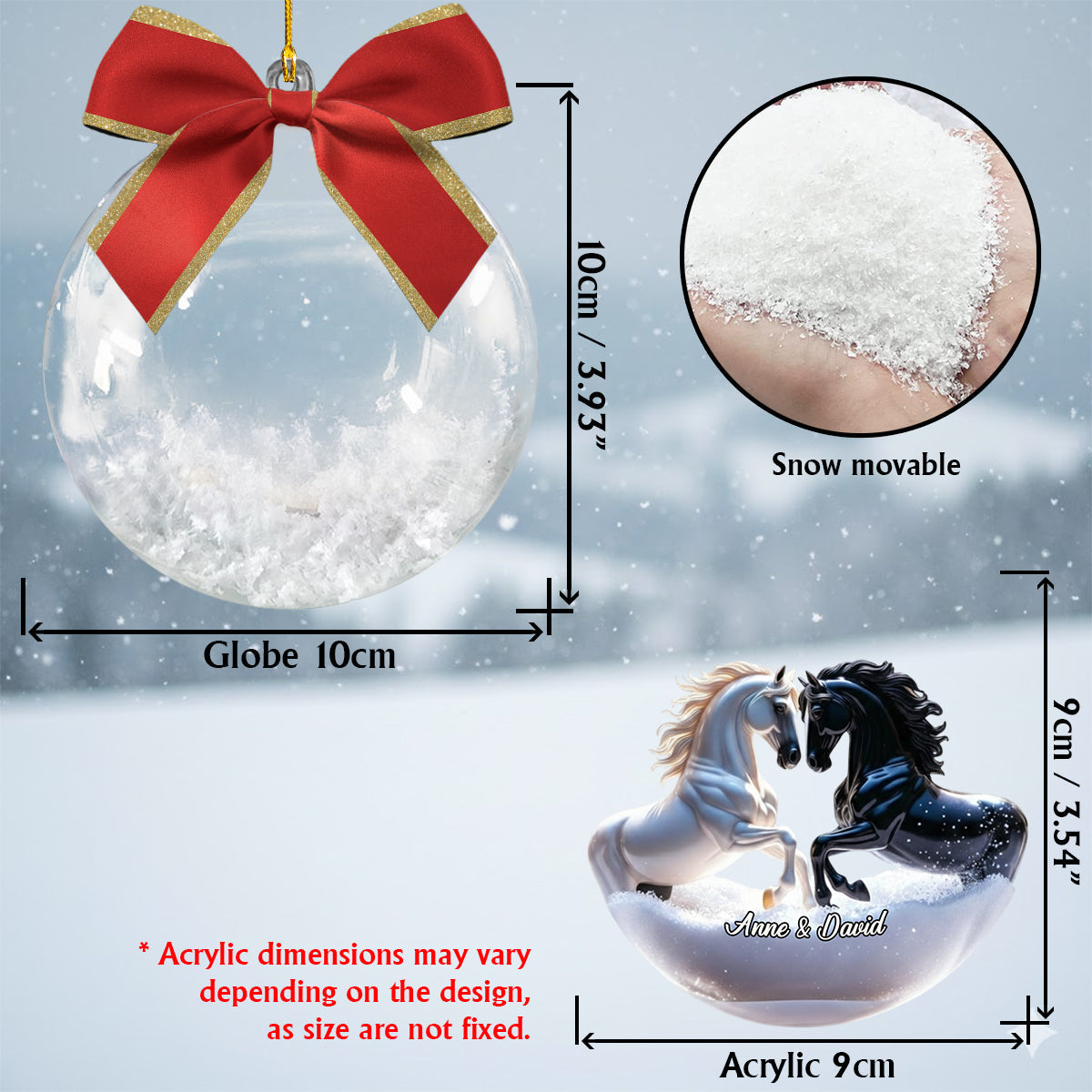 You And Me We Got This - Couple Gifts - Personalized Horse Snow Globe Ornament With Bow