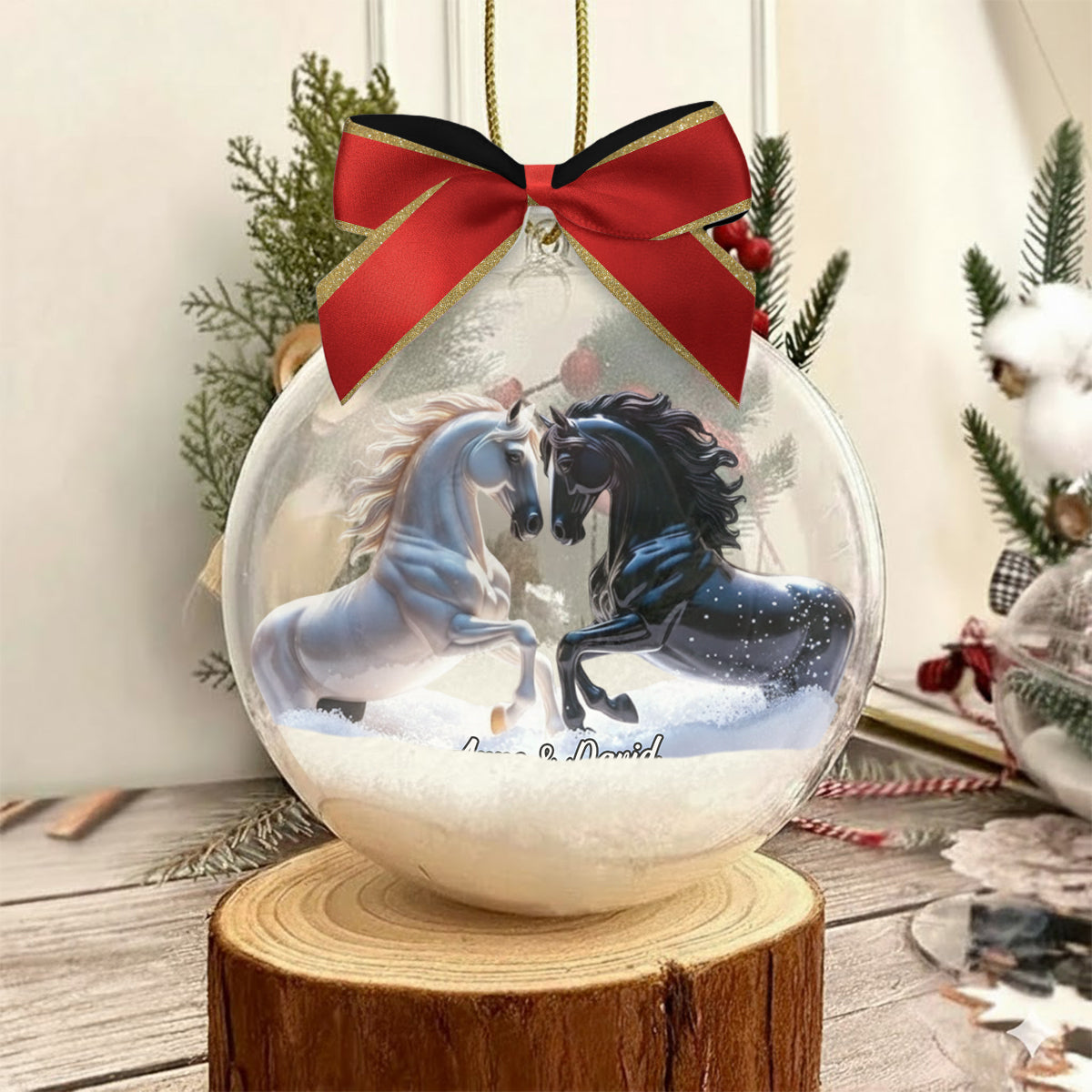 You And Me We Got This - Couple Gifts - Personalized Horse Snow Globe Ornament With Bow