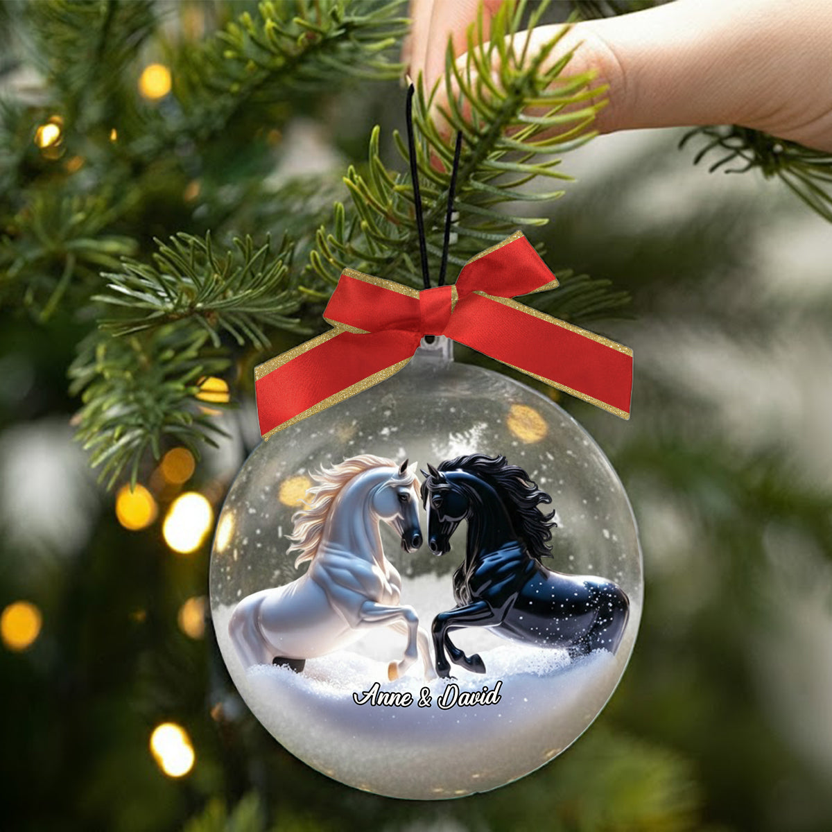You And Me We Got This - Couple Gifts - Personalized Horse Snow Globe Ornament With Bow