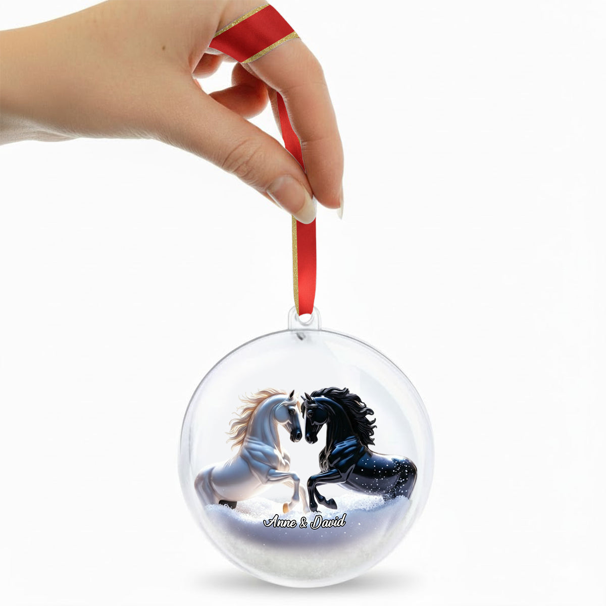 You And Me We Got This - Couple Gifts - Personalized Horse Snow Globe Ornament With Bow