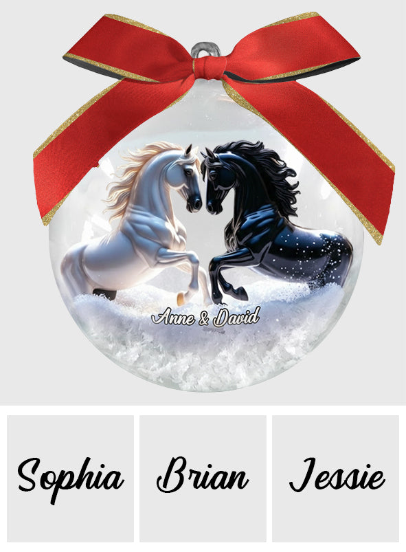 You And Me We Got This - Couple Gifts - Personalized Horse Snow Globe Ornament With Bow