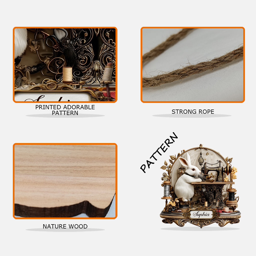 Rabbit Woman Cave Sewing - Personalized Sewing Custom Shaped Wood Sign